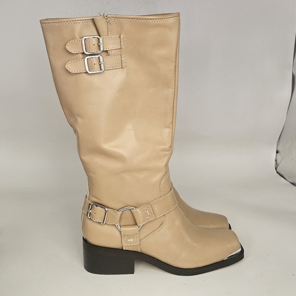 Dolce Vita Evi Camel Leather Moto Knee-High Boots – Size 7 NEW - Picture 4 of 10